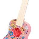 LeeQee 21in Colorful Graffiti Ukulele Guitar for Kids, 4 Strings Kids Guitar Ukulele Musical Instruments Learning Educational Toys with Picks for 3 4 5 6 7 8 9 10 11 12 Toddler Boys Girls (Pink)