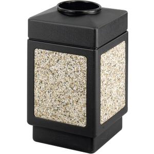 Safco Canmeleon Trash Can, 38 Gallons, Indoor and Outdoor Use, Open Top, Durable & Weather-Resistant Commercial Garbage Can with Stone Panels, Black