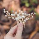 Evild Pearl Bridal Hair Clip Wedding Hair Comb Gold Rhinestone Hair Accessories for Women(Gold)