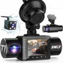 iiwey Dash Cam Front Rear and Inside 1080P Three Channels with IR Night Vision Car Camera SD Card Included Dashboard Camera Dashcam for Cars HDR Motion Detection and G-Sensor for Car, Taxi, Uber