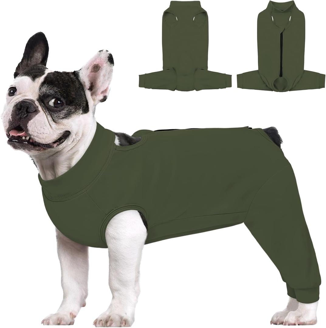 AOFITEE Dog Recovery Sleeve Hind Leg, Small Dog Recovery Suit for Female Male Dog, Anti Licking Small Dog Rear Leg Sleeve, Dog Wound Cover for Rear Leg and Abdomen, Dog Cone Alternative, S (ArmyGreen)