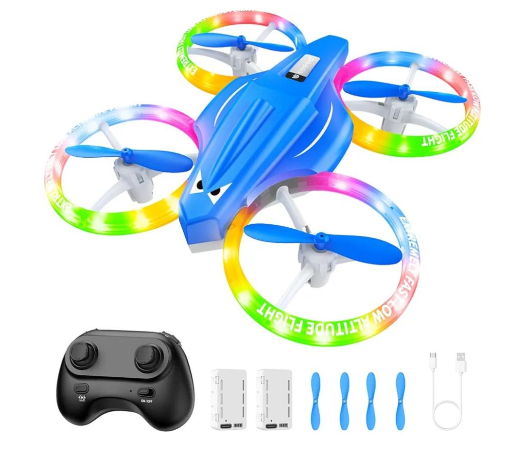 Drones for Kids With Cool Light, Kids Drone with 3D Flip, Altitude-Hold, Self-Rotation, Headless Mode, 3 Speed Modes, One-Click Take-off/Landing, Mini Drone for Christmas, Beginners, Indoor