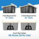 USA Based Overhead Garage Storage Rack, Connectable Heavy Duty Metal Ceiling Rails Garage Storage Organization Shelving System, Hanging Racks Tote Containers, Supports Up To 6 Bins, 4 Sets White