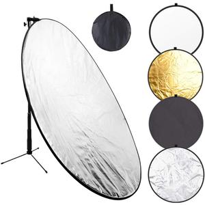 43 Inch/110 Centimeter Light Reflector 5-in-1 Collapsible Photography Reflectors kit with Metal Clamp and Light Stand for Studio Lighting Outdoor Shooting (Silver/Gold/White/Black/Translucent)