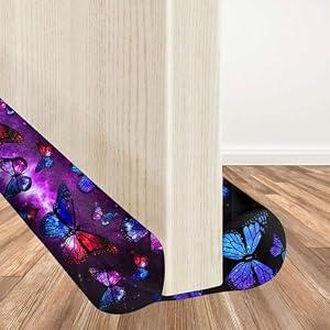 Wuccjiu Adjustable 36 Inches Under Door Draft Stopper, Door Noise Blocker, Air Wind Breeze Blocker - Butterfly Purple