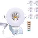 POPANU Premium Canless Recessed Gimbal Downlight Rotatable-Spotlight 5 CCT 4 Inch Eyeball Ceilling Potlight, Dimmable Lights Fixture with Junction Box, 8W, White Round Trim, with Baffle, 6P
