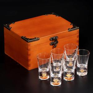 mwater Luxury Version Handmade Crystal 24K Gold Rimmed Shot Glasses,No Bubbles