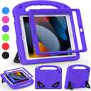 Kids Case for iPad 9th/8th/7th Generation (10.2 Inch, 2021/2020/2019 Release), with Built-in Screen Protector and Kickstand, Shockproof Lightweight Handle Cover for i Pad 9/8/7 Gen, Purple