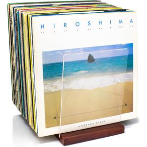 Premium Vinyl Record Storage - a Mid-Century Style Record Holder for Albums, 60-70 LP Capacity - Complements Any Record Player (Brown)