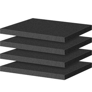 ToLanbbt Polyurethane Foam Sheets, 4P 16 x 12 x 1 Inch Cuttable Tool Box Case Inserts, Black Cushion Packing Pads for Toolbox, Game Box, Craft, Camera Storage