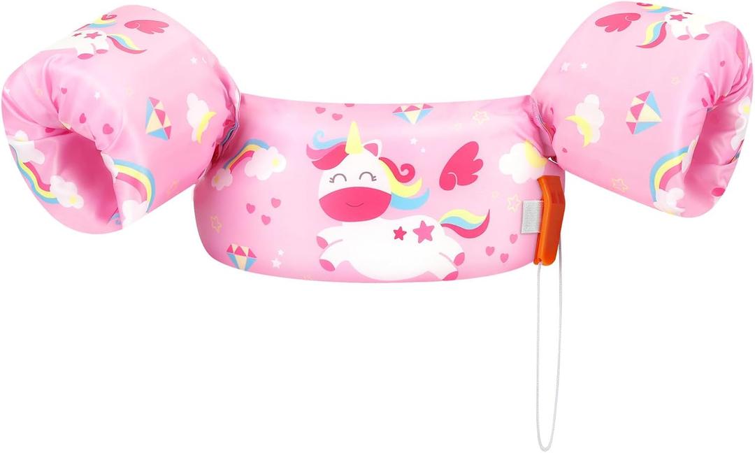 HeySplash Swim Vest for Kids, Toddler Pool Floaties, Children Swimming Vest with Adjustable Strap, Swim Jacket Water Wing Arm Float, Puddle Sea Beach Boat Jumper Boy Girl Baby (C Pink Unicorn)