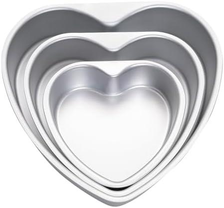 Gvhntk Heart Shaped Cake Pan Aluminum Cake Pans Heart Cake Tin Baking Cake Mold for Valentine's Weddings Birthday Party (3, 6 inch,8 inch,10inch)