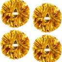 4Pcs Metallic Cheerleading Pom Poms, Creatiee 2 Pair Cheerleader Cheering Squad Pompoms for School Sports Dance Games Team Spirit Cheer (Gold)