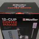 Mueller 12-Cup Drip Coffee Maker - Borosilicate Carafe, Auto-Off, Reusable Filter, Anti-Drip, Keep-Warm Function, Clear Water Level Window Coffee Machine, Kitchen Essentials & Accessories (Black)