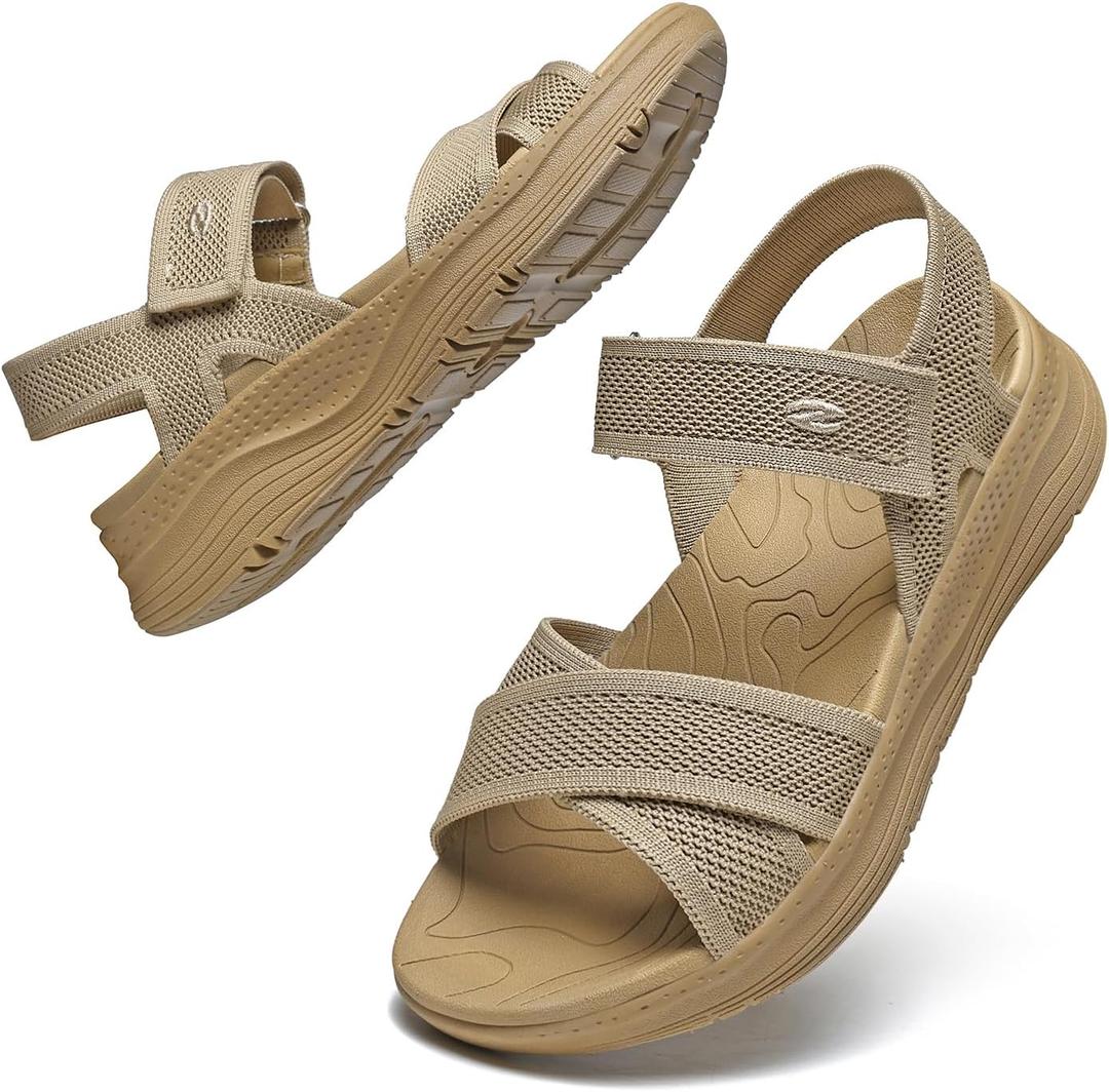 Bravover Womens Orthopedic Walking Sandals Comfortable Plantar Fasciitis Arch Support with Ultra lightweight Adjustable Strap Sandals for Summer Beach, 7.5