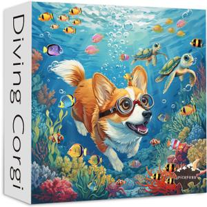 PICKFORU Dog Puzzles for Adults 1000 Pieces and up, Funny Puppy Puzzle Collection Corgi Sea Turtle Fish, Ocean Puzzles as Home Decor