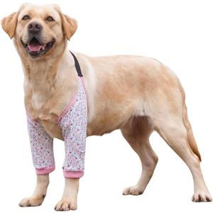 Dog Elbow Protector, Elbow Sleeves with Mesh Pad for Medium Large Dogs Prevent Licking Wound(Pink Flower,XL) (XL-Length 11'' Knee Girth &lt;9.4'', Pink Flower)
