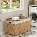 HOOBRO Storage Basket with Lid, 42.3 Gallon (160L) Wicker Basket, Handwoven Blanket Storage Basket with Handles, Metal Frame and Soft Lining, Foldable for Bedroom, Laundry Room, Natural NL216CW01