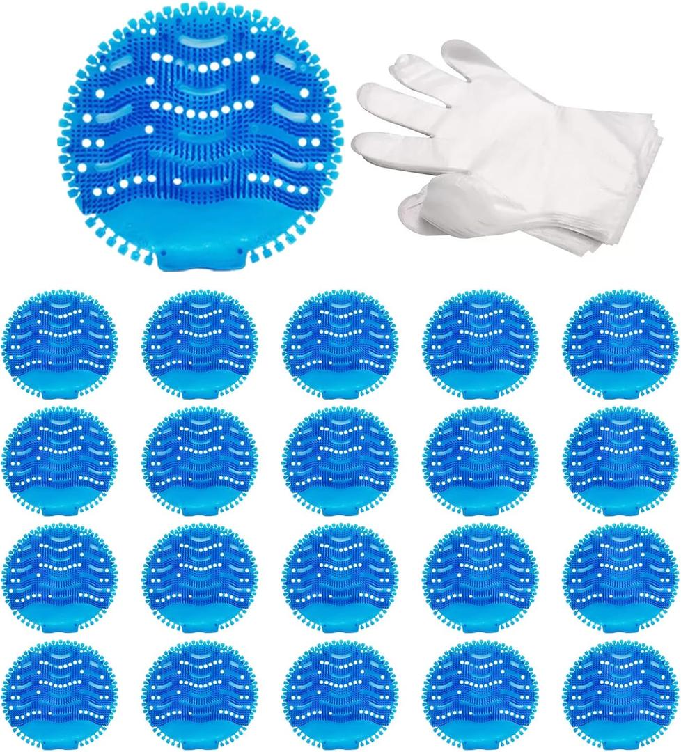 Urinal Screen Deodorizer, 20 Pack, for Toilets in Bathroom Office Stadiums Schools,Ocean Breeze Scent, 30-Day Freshness, with Free Gloves