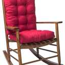 Rocking Chair Cushion with Ties, Wine Red Thick Chair Pads for Home and Kitchen,Tufted Non Slip 2 Pices Back and Seat Pad for Indoor Outdoor, Red