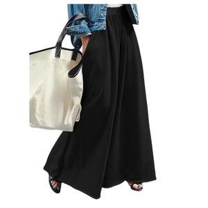 RoseSeek Women's Wide Leg Sweatpants High Elastic Waist Flowy Palazzo Pants Loose Baggy Pants Bottoms Pure Black, Medium