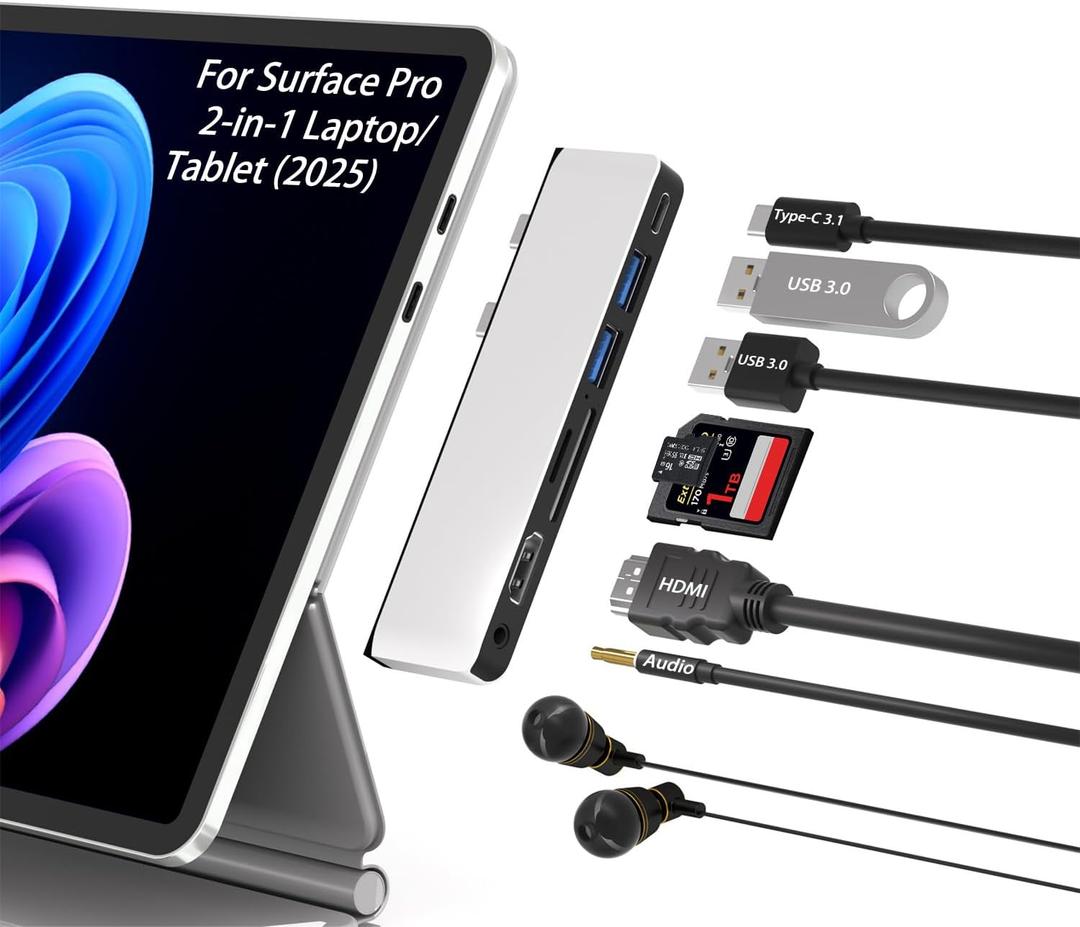 Docking Station for Surface Pro 2-in-1 Laptop/Tablet (2025) - Surface Pro 12 Docking Station Hub with HDMI, Thunderbolt 4, USB 3.0, SD/TF Slot, 3.5mm Audio Jack Surface-Pro 12 Accessories