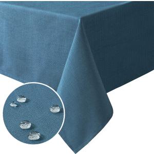 H.VERSAILTEX Linen Textured Table Cloths 54 x 54 Inch Premium Solid Tablecloth Spill-Proof Waterproof Table Cover for Dining Buffet Feature Extra Soft and Thick Fabric Wrinkle Free, Ink Blue