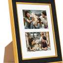 Suede 8x10 Picture Frame Display 2 Opening 4x6 Double Picture Frames Collage Wall Decor with Mat,Multi Photo Frame for Plexiglass,Wall or Tabletop Decor,1Pack,Black