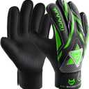 WVVOU Goalkeeper Gloves for Kids Youth, Soccer Goalie Gloves with Double Protection, Anti-Slip Soccer Gloves, Super Grip (7, Green)