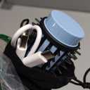 CARESKY Cordless Curling Iron Brush, 1.5 Inch Mini Travel Hair Curler with 200 Million Negative Ions, Portable Heated Round Straightener Brush Rechargeable for Curl, Touch-Up (Serene Blue)