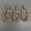 Thinker Statue Gold Decor Abstract Art Sculpture, Golden Resin Collectible Figurines for Home Living Room Office Shelf Decoration,Great Gifts Ideas (Sandstone)