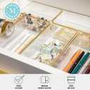 Martha Stewart Kerry Plastic Stackable Office Desk Drawer Organizers, 6" x 3", 6 Pack, with Gold Trim