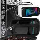 Orzly Case Compatible with Switch 2  Protective Travel Carry Case with Screen Padding, Game Card & microSD Slots, Zipped & Open Pockets for Accessories  7.9" Gift Boxed (White)