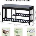 Shoe Rack Bench with Cushion,2 Tiers Shoe Bench with Flip-Top Storage,Wood Shoe Rack for Entryway, Hallway, Bedroom, Front Door Entrance (Black)
