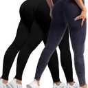 CHRLEISURE Workout Leggings Sets for Women, Gym Scrunch Butt Butt Lifting Seamless Leggings 3 Piece (Black)