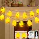 2 x YIQU Easter Decoration String Lights, 10FT 12LED Indoor Chick Mantel Garland Battery Operated with Remote Timer 8 Modes, Hemp Rope Banner for Fireplace Table Wall Spring Party Indoor Outdoor Decor