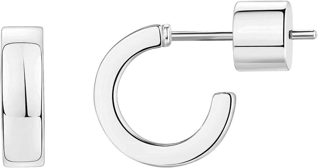 PAVOI 14K Gold Plated Thin Square Edge Open Hoop Earrings for Women | Trendy Lightweight Open Hoops