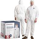 Hazmat Suits Disposable | 10 Pack | Hooded, Heavy Duty, Breathable Disposable Coverall, Painter Suit| 9 Sizes