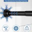 ALLZONE Adjustable Tension Curtain Rod, 42 to 78 Inches, Spring Loaded Curtain Rods No Drilling, Renter Friendly Tension Rod for Windows, Shower, Closet, No Drill, Non-Slip, Black