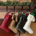 Kinlop 4 Pack 18 Inch Neutral Christmas Velvet Stocking Ruffled Design Large Christmas Stockings with Hanging Loops for Fireplace Xmas Tree Ornament Vintage Holiday Season Party Decorations