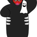 6ft Halloween Inflatable Cat with Pumpkin for Harvest Decorations Animated Blow Up Black Cat with Ghost Decoration for Party Halloween Yard
