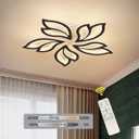 Garwarm LED Ceiling Light Fixture, 60W Modern Leaves Ceiling Lamp Dimmable Black Flush Mount Ceiling Chandelier for Living Room Study Room Dining Room Bedroom (23.6in)