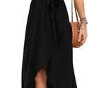 GRECERELLE 2026 Women's Spring Summer Boho Floral Print V-Neck Faux Wrap Maxi Dress for Wedding Guest, Graduation, Party (Black)
