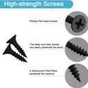 4PCS 3.94 x 1.97 inch Black Flat Mending Plate, Metal Bracket with Holes, Straight Steel Brace Fixing Joining Plate for Wood with 24PCS Screws