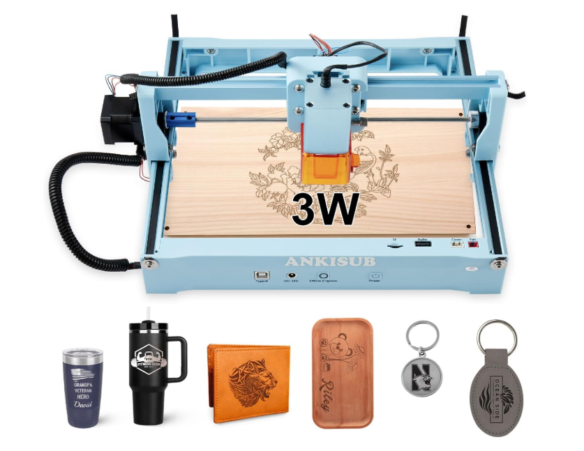 L4 Laser Engraver Machine, 3000mW Laser Engraving Cutting Machine with 7000mm/s Fast Laser Engraver Machine, 150x200mm Working Area, Portable Laser Marking Machine for Jewelry, Metal, Class IV 