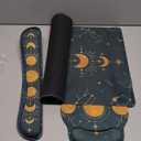 Large Desk Mat, Gaming Mouse Pad, Desk Pad Protector, XXL Mousepad + Keyboard Wrist Rest+Mouse Wrist Rest+Coaster Ergonomic Desk Pad for Home Office Decor, Dark Green Gold Moon Phases Constellation