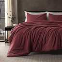 SLEEP ZONE King Size Comforter Set, Fluffy Lightweight and Breathable Bedding Set with 1 Comforter and 2 Pillow Shams, Burgundy