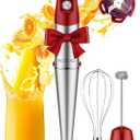 KOIOS Immersion Blender, 1000W Anti-scratch 3-in-1 Hand Blender, Upgraded 12 Speed Stainless Steel Blade Stick Blender with Turbo Mode, Whisk and Milk Frother, Non-BPA, Red