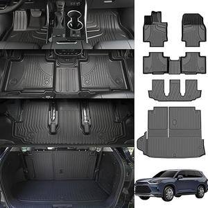 AOMSAZTO Floor Mats and Cargo Mat Compatible with 2020-2025 Toyota Highlander (7 Seats Only): Heavy Duty TPE All Weather Protection Car Floor Mats - 3 Rows Full Set Rubber Highlander Floor Mats
