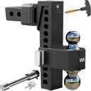 VNN Adjustable Drop Hitch, Dual-Ball(2'', 2-5/16'') Adjustable Hitch, Fits 2-Inch Receiver, 10 Inch Drop Hitch, 15,000 LBS GTW-Truck Trailer Hitch, Heavy Duty Solid Ball Mount, Black, VN0014 (2 Inch 10 Drop)